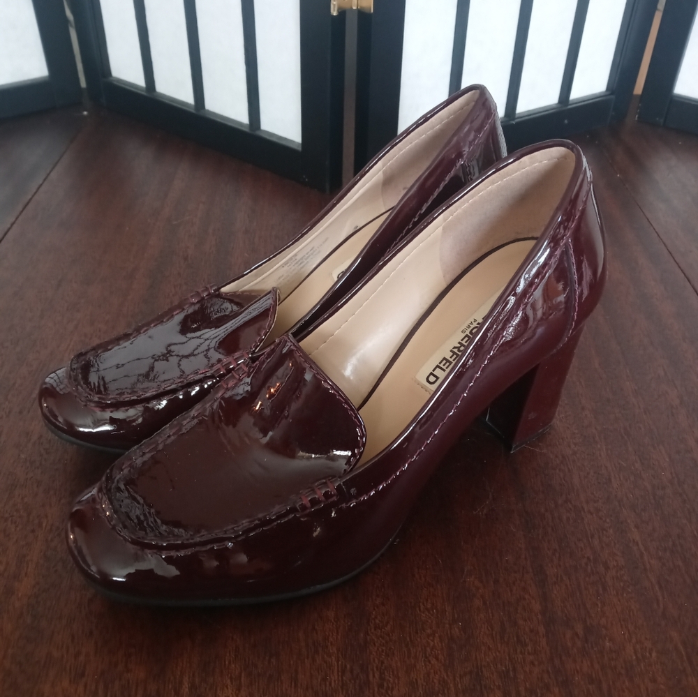 Karl Lagerfeld Keena Loafer Heels Reddish Brown Size 8.5 Gently Worn!
